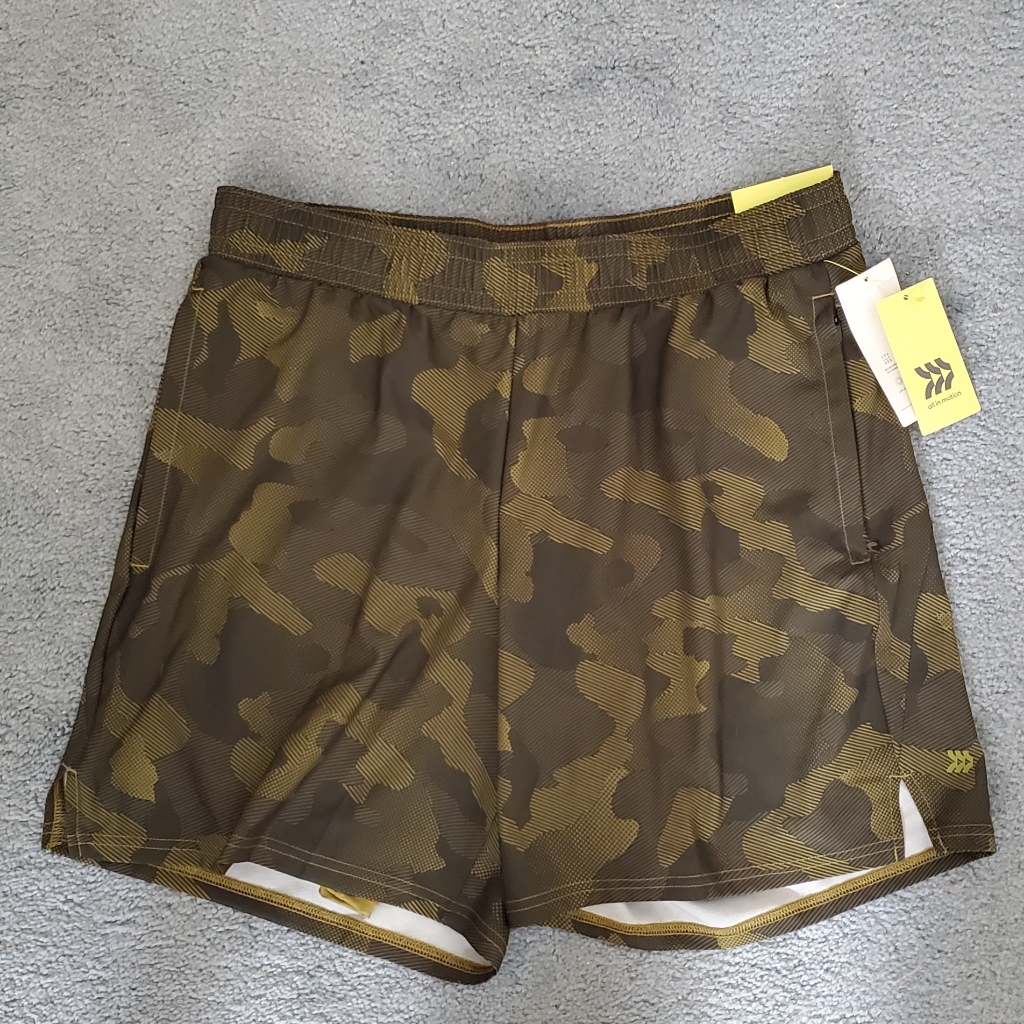 All In Motion | Men's M | Green Camouflage Any Sport Athletic Shorts Nwt